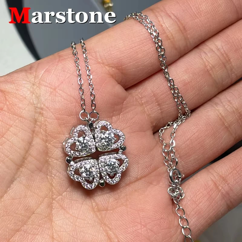 0.3ct Moissanite Diamond D Color VVS1 Women's Magnetic Chain 925 Silver Green Fashion Luxury Neckalce Fine Jewerly for Women