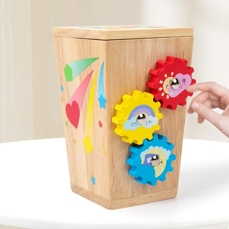 صندوق فرز الألوان الخشبي متعدد الوظائف 5 في 1 - التعرف على الألوان في مرحلة الطفولة المبكرة والمهارات الحركية الدقيقة والتعليم المعرفي