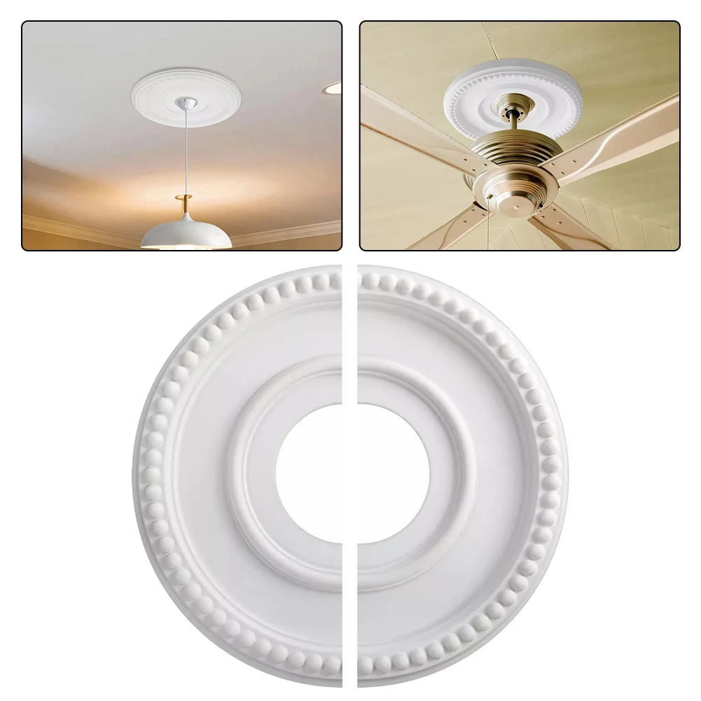 12inch Ceiling Medallion Round Split Molded PU Ceiling Medallion Decorative Ceiling Fan Light Fixtures Covers Plate