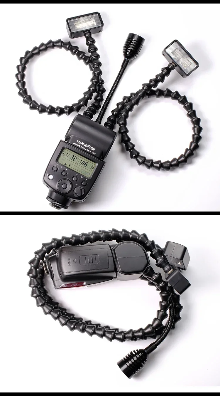 2025 رائجة البيع KUANGREN KR-909 ماكرو ضوء فلاش التوأم رئيس Speedlite لايت ل Laowa DSLR ضوء فلاش خارجي Twin Lite Flash