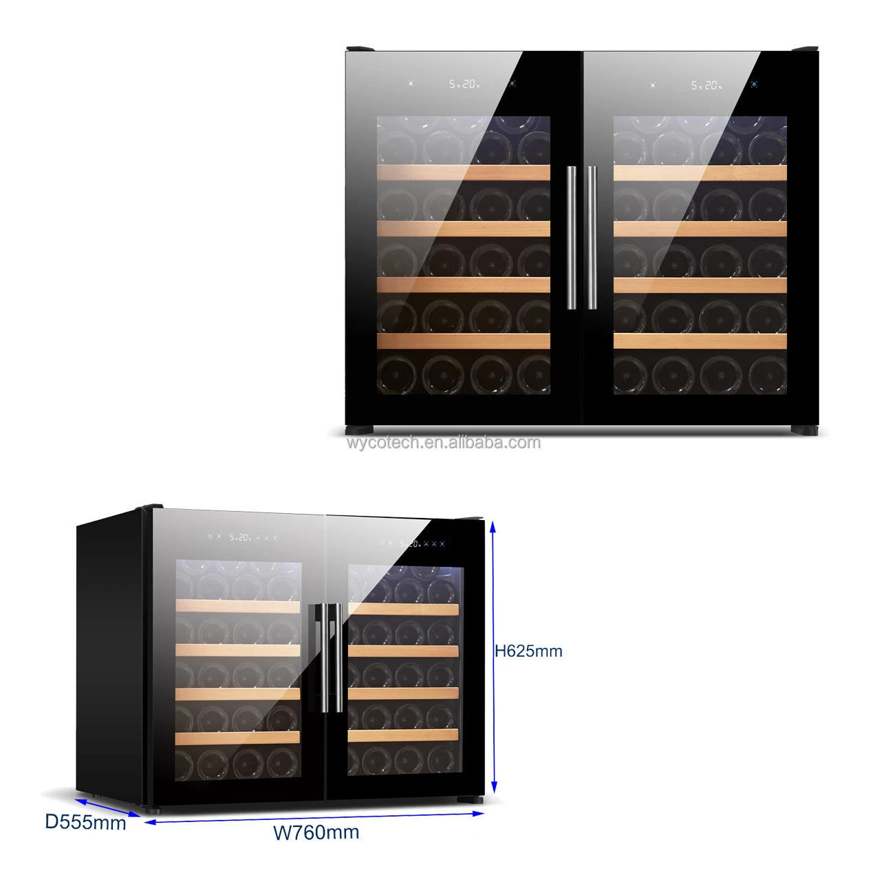 Built-in Wine Cooler, Stainless Steel Glass Door Beverage Refrigerator, Compressor Wine Fridge for Home Hotel Outdoor