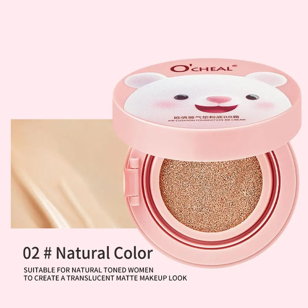 Cute Cushion Moisturizing Concealer Natural Makeup, Water-Resistant Long-Lasting CC Cream Foundation For Skin Make UP F6X9