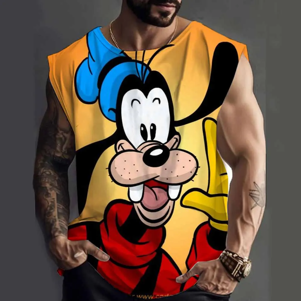 Ropa de marca para gimnasio, culturismo, Fitness, camisetas sin mangas para correr para hombre, chaleco con estampado de Goofy de Disney, ropa deportiva con Stringer, camiseta interior muscular