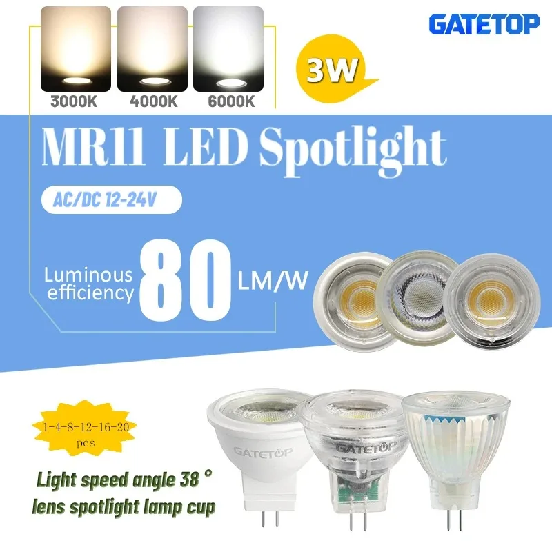

1-20PCS LED Mini COB Spotlight MR11 GU4 3W High Light Warm White Light Suitable for kitchen den Replacement 20W 50W Halogen