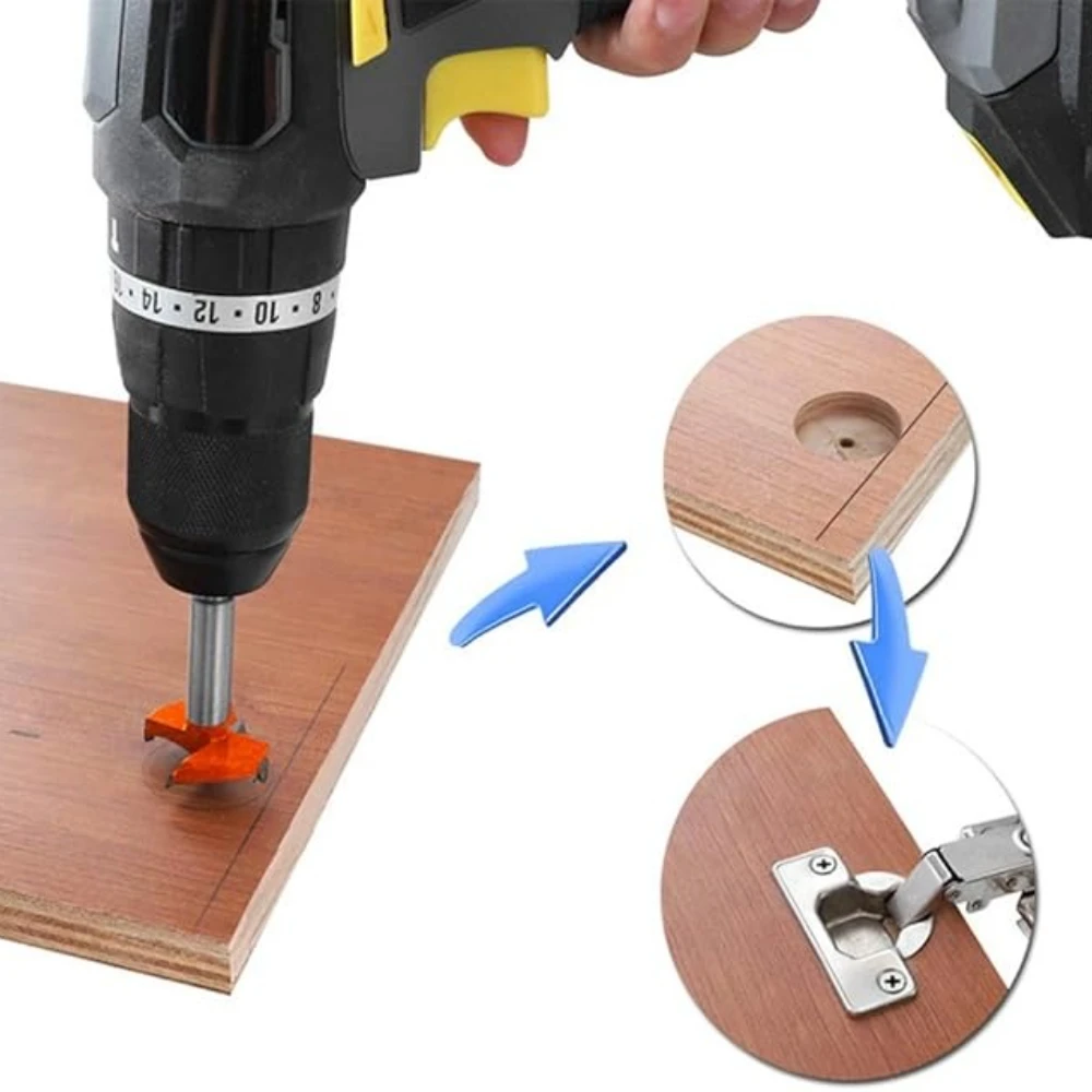 1-10Pcs 35mm Hinge Hole Drilling Guide Locator Template Tool Drill Bits Woodworking Door Hole Opener Cabinet Accessories Jig view 4