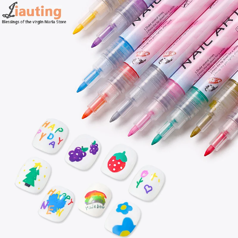 Nail Art Drawing Graffiti Pen Gel Pencil Plastic Waterproof Painting Liner Brush White Marker Pen Nail Manicure Decoration Tools