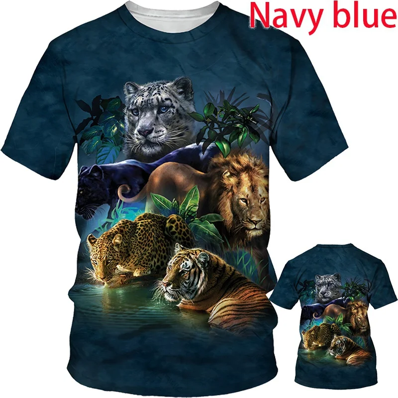 Cool Lion Tiger 3D Printed Couple T-shirt Unisex Summer Fashion Animal Short Tops