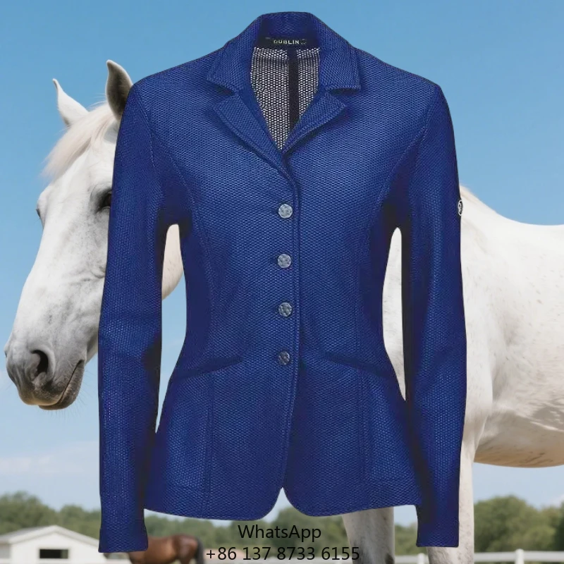 High Performance Kids Girls Equestrian Jacket Child's Mesh Show Competition Jacket Horse Riding Polyester Spandex High Quality