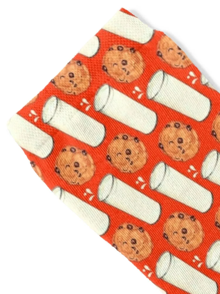 نمط الحليب والكوكيز - جوارب حمراء مصممة للرجال من القطن عالي الجودة أحذية أطفال جوارب للرجال والنساء