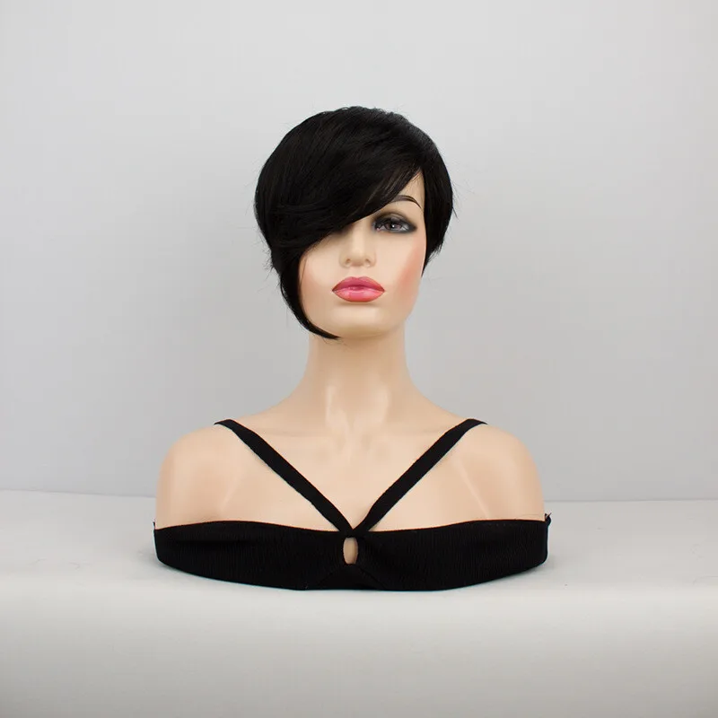 

New Women Wig Black Ladies Wig Short Curly Hair Wigs+Wig Cap