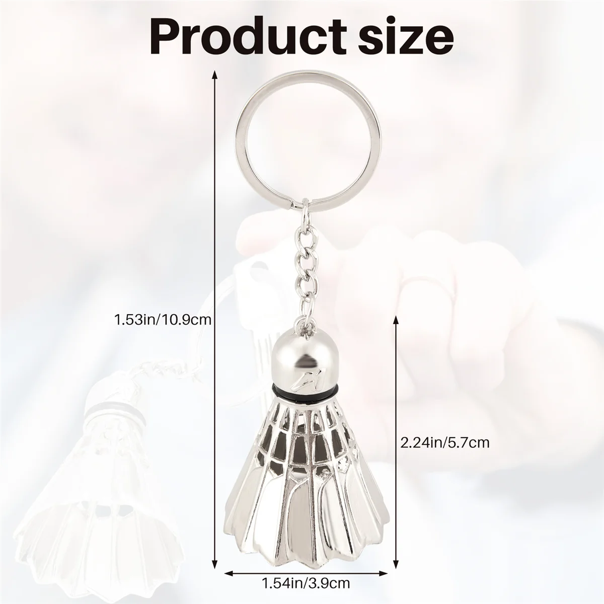 #46B Keychain,metal three-dimensional badminton tournament key chain pendant sports,Silver