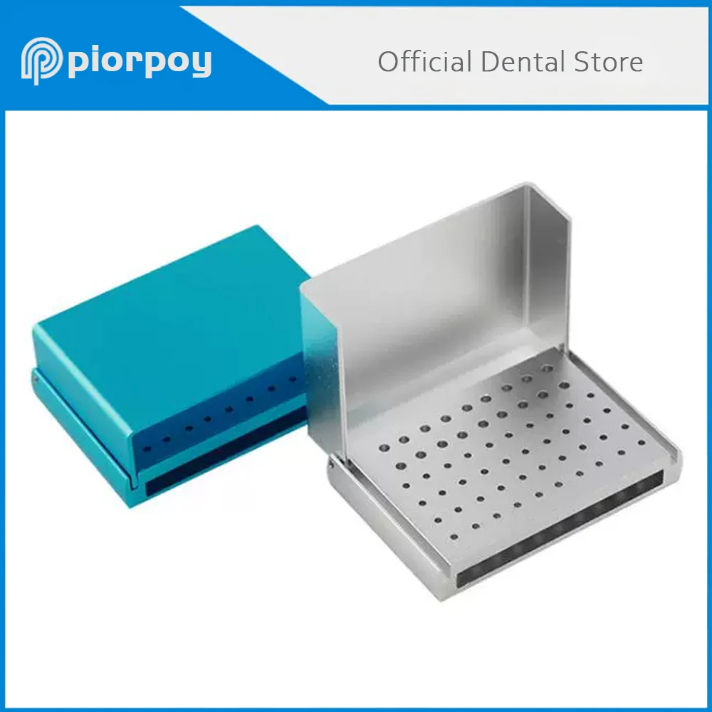 PIORPOY Dental 58 Holes Burs Holder Disinfection Box Dentistry High and Low Speed Handpiece Drills Block Dentist Lab Tools