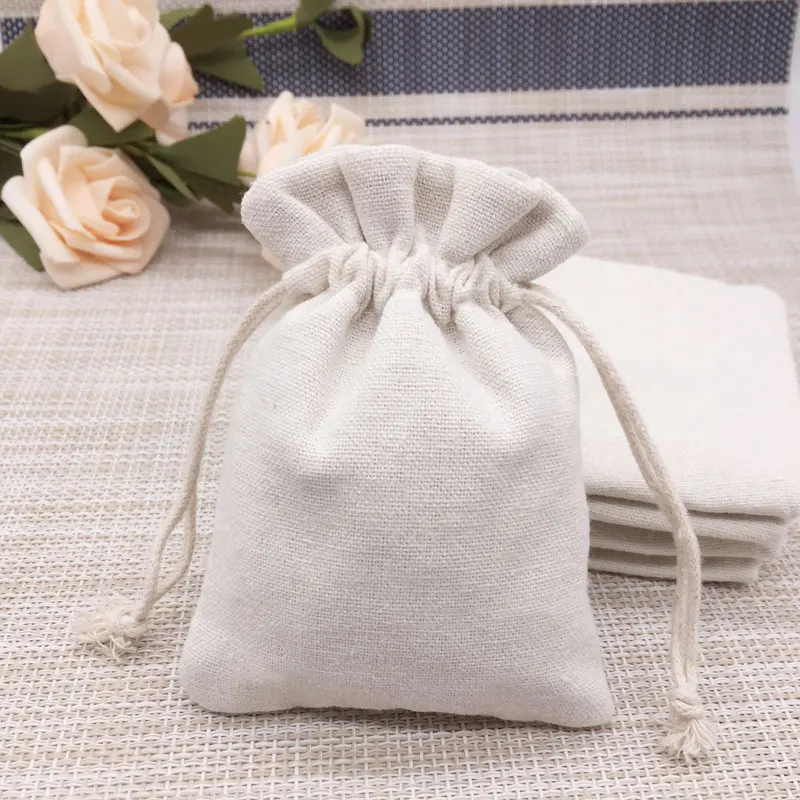 

Custom 12*15cm High-Quality Linen Jewelry Drawstring Gift pouch coffee bean Storage Packaging bag
