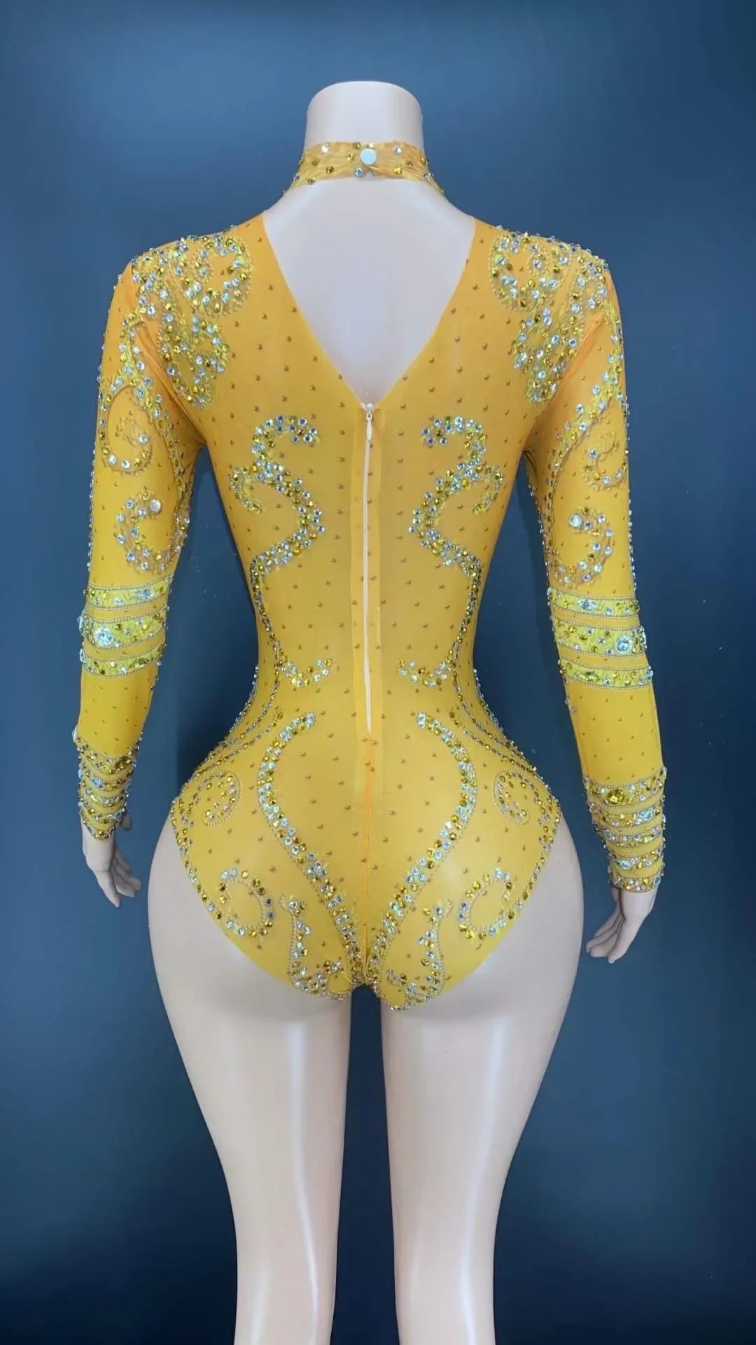 Feminino multicolorido brilhante strass sexy bodysuits boate bar festa de formatura pólo dança 2026 traje de palco