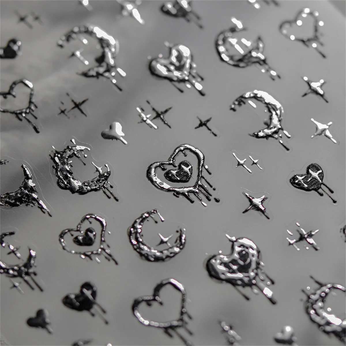 1pcs New 5D Bronzing Punk Heart Moon Nail Art Charms Gothic Star Adhesive Slider Press on Nail Decoration Decals Accessories DIY