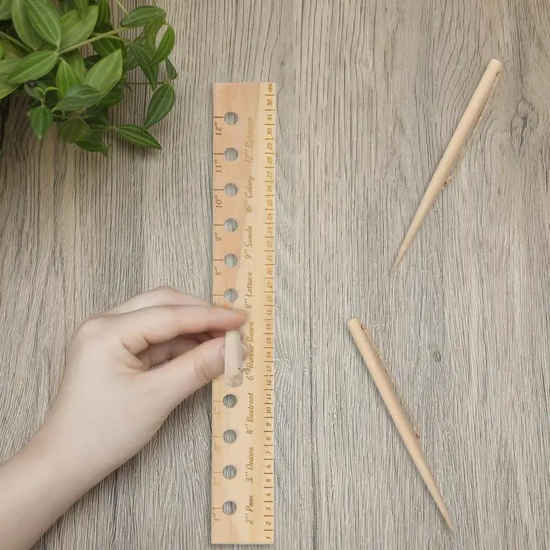 Planting Ruler Set Spacer Tool Seeder Planting Ruler With Holes And Plant Dibber Wooden Spacing Template Garden Ruler Gardening