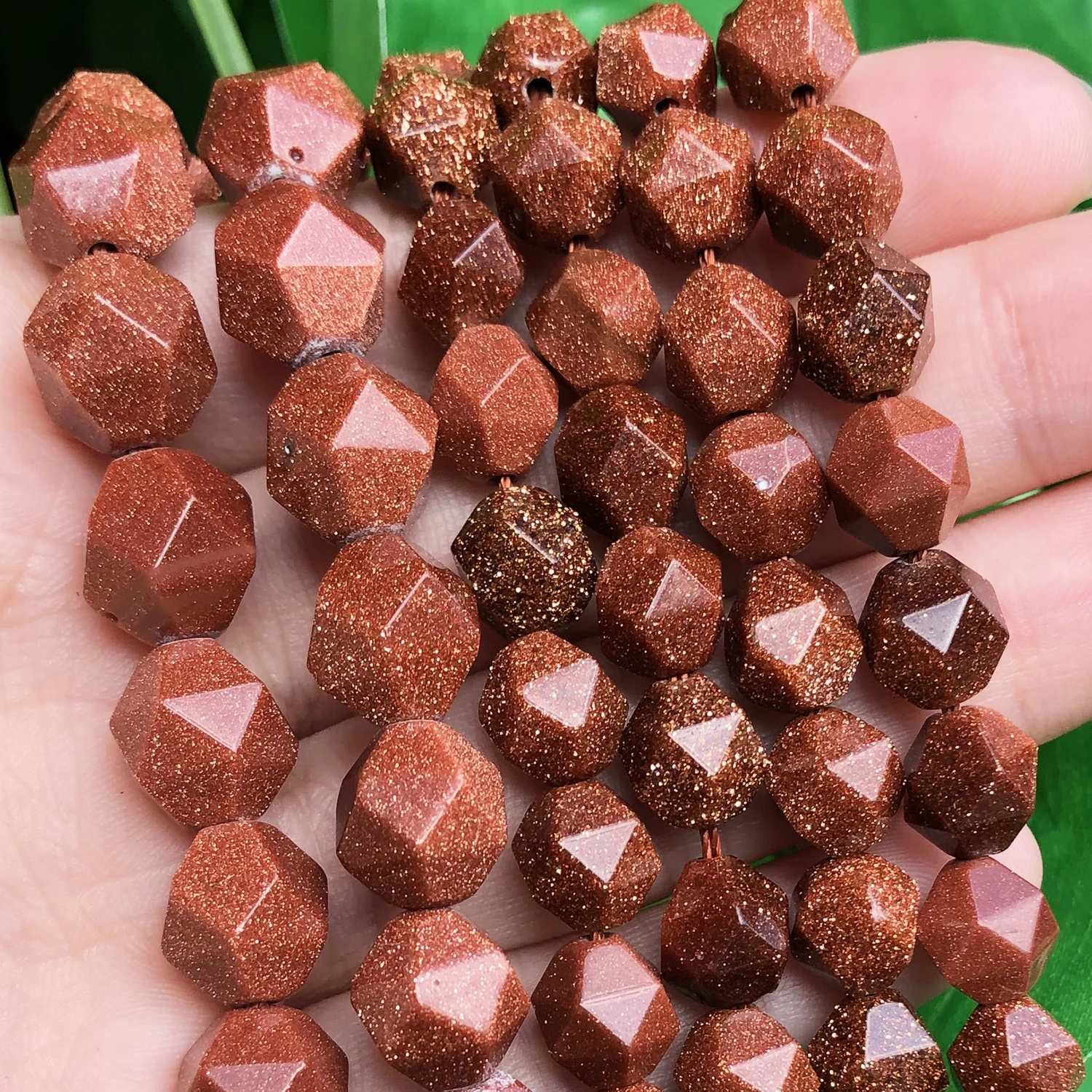 Natural Gold Color Sand Stone Faceted Loose Beads Diy Handmade Bracelet for Jewelry Making Accessories 15\'\' Pick Size 6 8 10mm