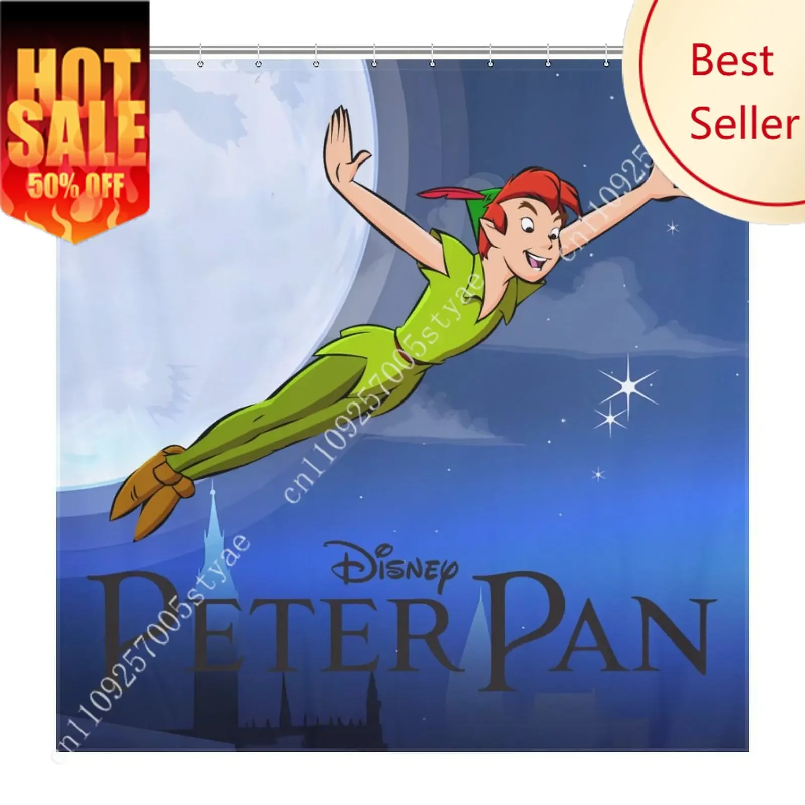 

Peter Pan Shower Curtain Disney Cartoon Movie Kids Cute Animal Bathroom Home Party Decoration Waterproof Custom Bath Curtain