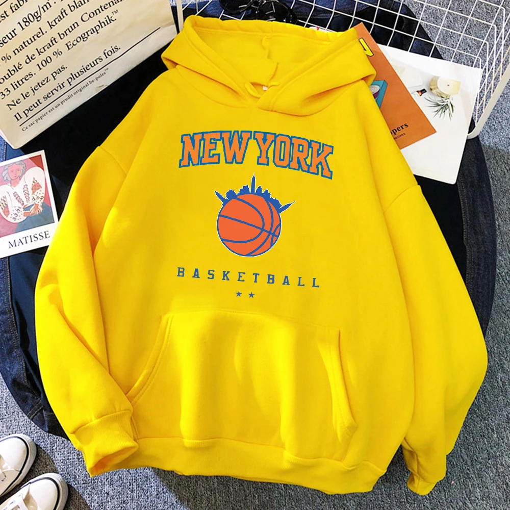 New York Basketball Street Hip Hop Hoody Women Oversized Pocket Streetwear Hip Hop Casual Hoodie Soft Fleece Loose Woman Hoody