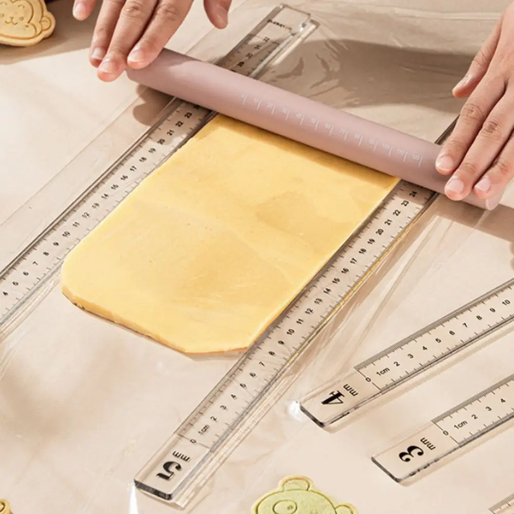 2PCS 3/4/5 MM Baking Leveling Ruler Transparent Acrylic Biscuit Balance Ruler DIY Rolling Pin Guides Ruler Pottery Clay