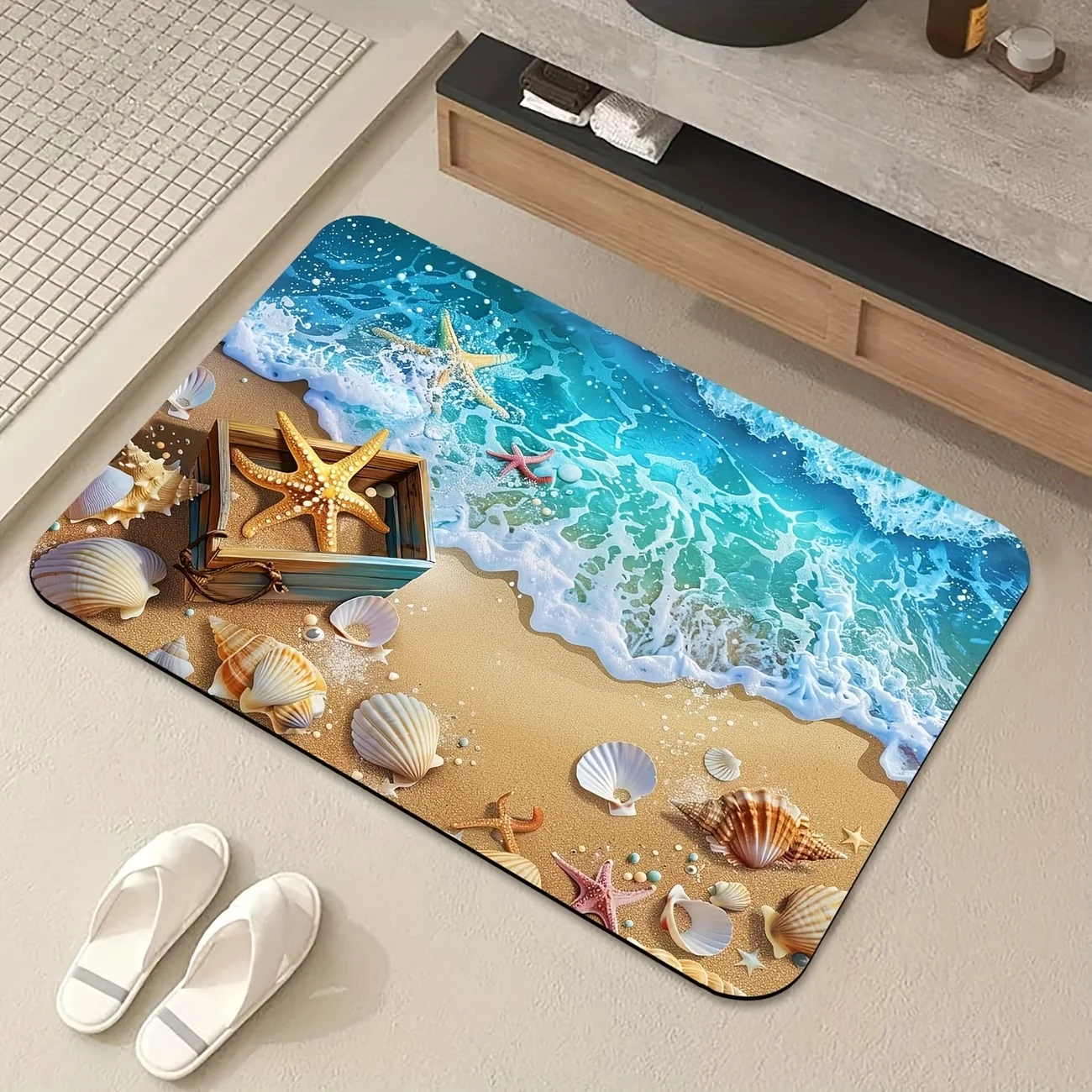 Starfish Welcome Entrance Door Mat Ocean Sea Shell Floor Rug for Hallway Porch Home Decor Creative Beach House Area Foot Pad