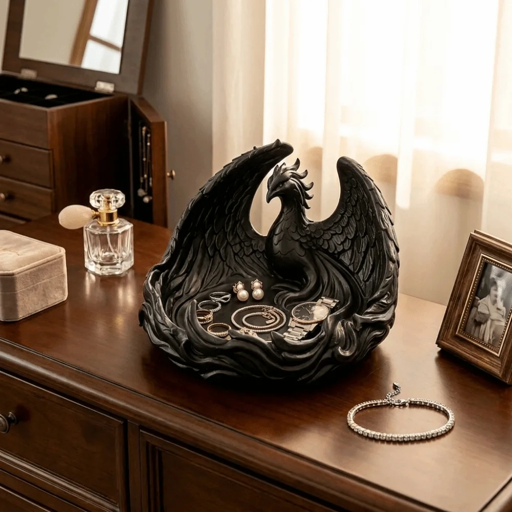 Phoenix Shape Storage Tray Vintage Resin Multi-Color Jewelry Dish Creative Realistic Home Decorative Ornament Daily