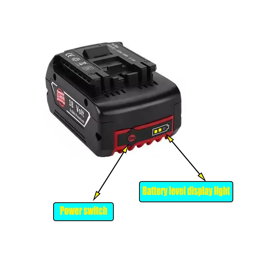لبوش 18 فولت 6000 مللي أمبير وجع تأثير المطرقة أداة بطارية ليثيوم 6.0AH قابلة للشحن BAT609 ، BAT609G ، BAT618G ، BAT614 + شاحن #5