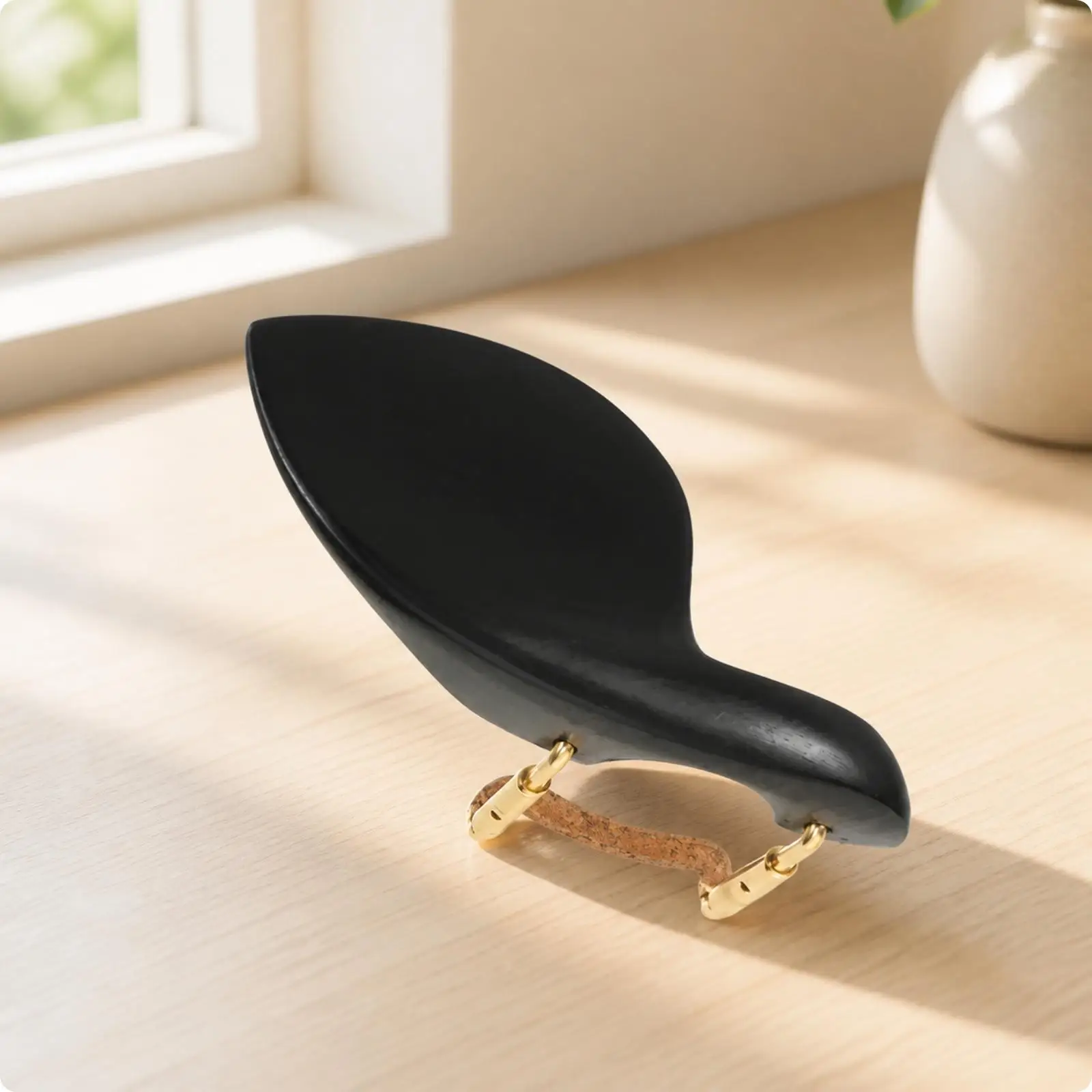 Premium Ebony Violin Chin Rest for 4/4 Violin Contoured Secure Edge Attachment Gold Tone Screws Included