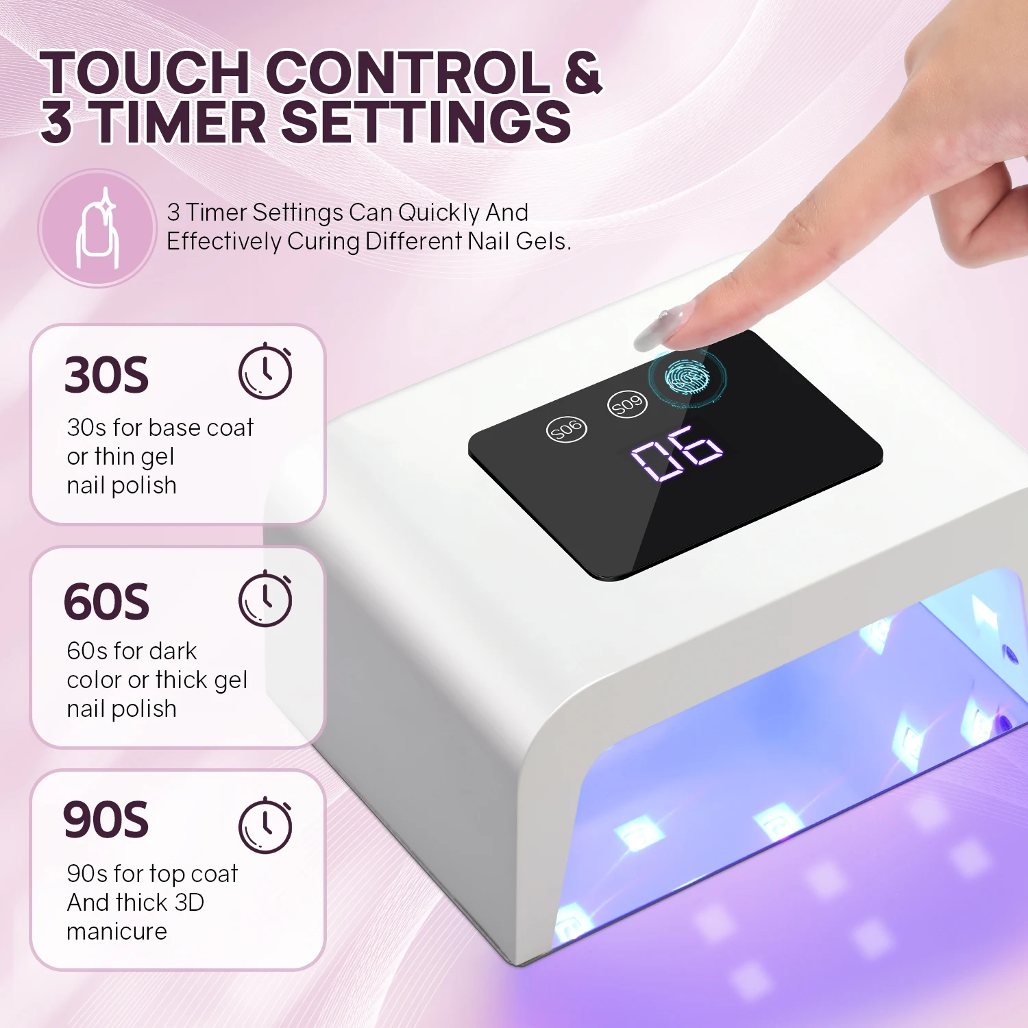 UV LED Nail Lamp Rechargeable Nail Dryer Fast Dry LED Nail Drying Lamp Wireless for Curing All Gel With Timer Auto Sensor