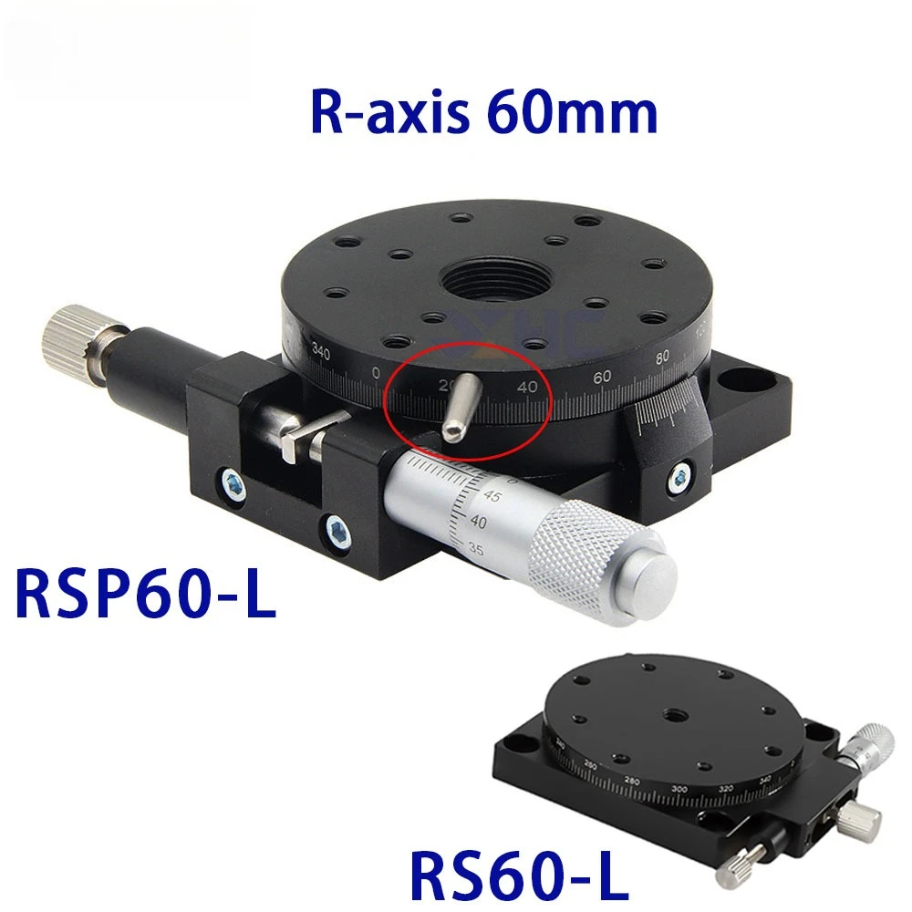 

R Axis 60mm RSP60-L RS60-L Manual 360 Degree High Precision Angle Adjustment Platform Optical Heavy Duty Rotary Slide Micrometer