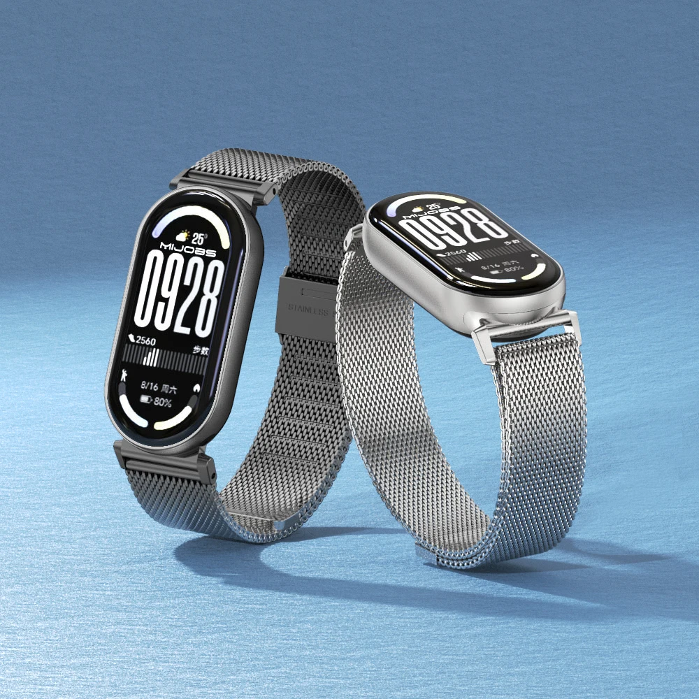 حزام لـ Mi Band 10 9 8 معصمه لـ Mi Band 9 Milanesse حزام الساعات لـ Mi Band 8 حزام معصم من الفولاذ المقاوم للصدأ لـ Mi Band 10