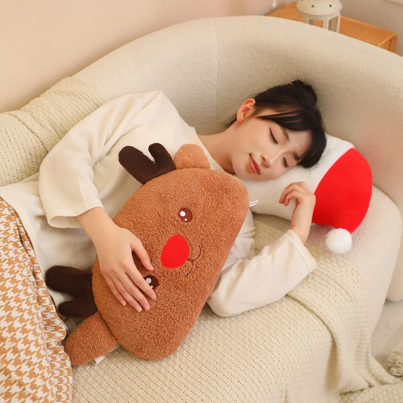 38cm Plush Pillow Lovely Stuffed Soft Santa Claus Elk Cartoon Creative Fluffy Huggable Doll Toys For Children Christmas Gift