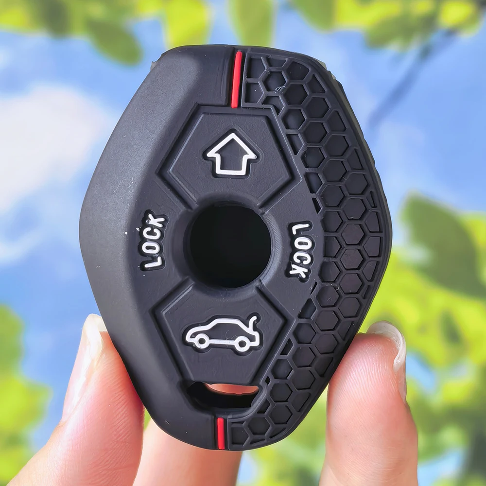 Honeycomb Stripe Silicone Key Cover For BMW X3 X5 Z3 Z4 3 5 7 Series E38 E39 E46 E83 Cabriolet Touring M5 Remote Fob Protector