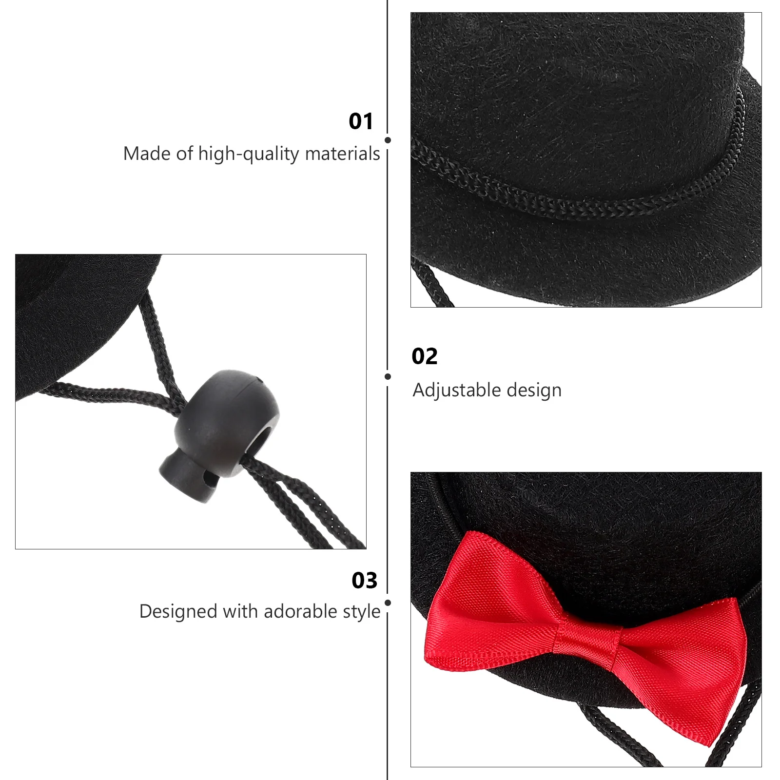 

1Set Party Costume Bunny Bowler Hat Adjustable Bow Tie Small Pet Dress Decorative Supplies Mini Hamster Hat Small Pet Bowtie