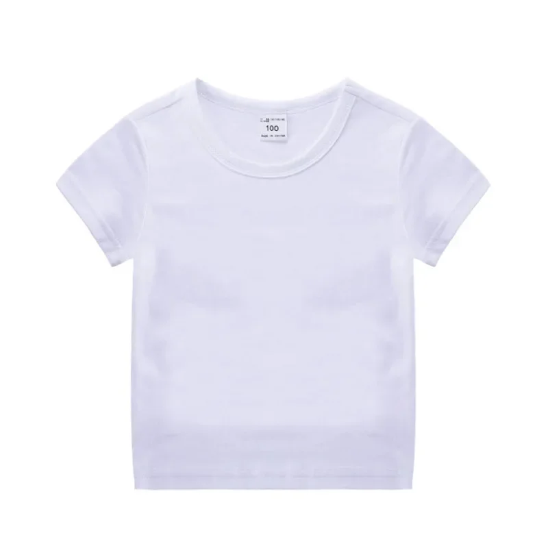 Kids Plain T Shirt Tops for Child Boys Girls Baby Toddler Solid Blank Cotton Clothes White Black Children Summer Tees 1-10 Years