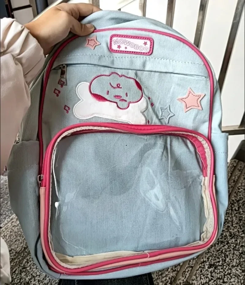 Ita Bag Sweet Transparent Backpacks for Women New Embroidery School Bag 2024 Autumn Display Canvas Rucksack Cute Bolsas Сумка