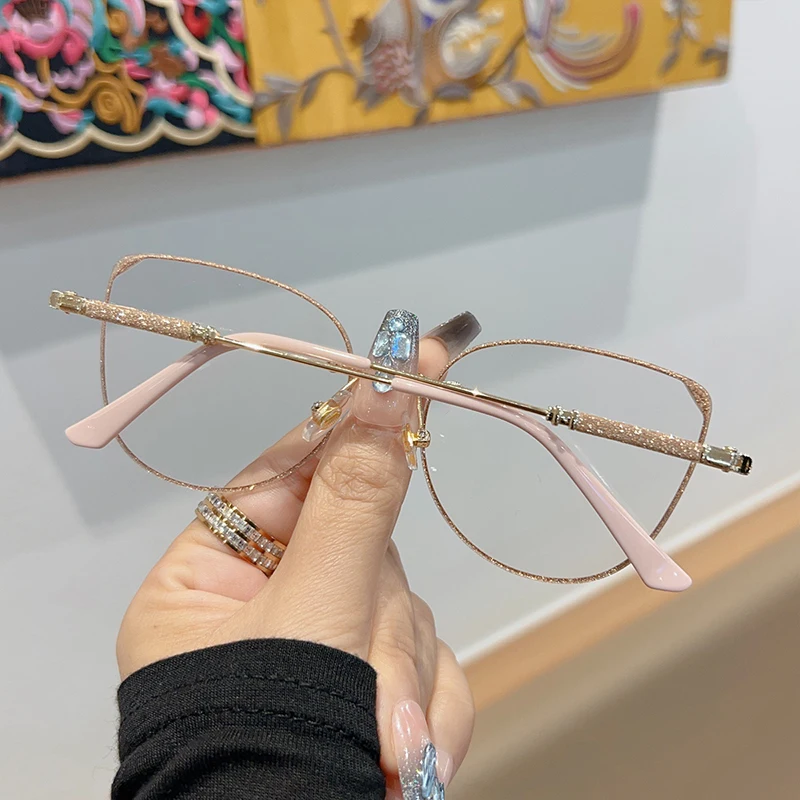 نظارات معدنية مضادة للضوء الأزرق للنساء والرجال بإطار كبير الحجم لحماية العين، نظارات خفيفة للغاية للكمبيوتر المكتبي