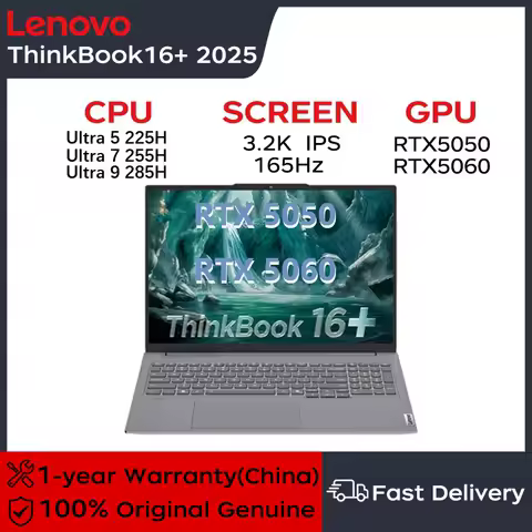 Lenovo Laptop Thinkbook 16+ AI 2025 Intel Evo 16" 3.2K 165Hz Ultra5/Ultra7/Ultra9 32GB DDR5 1TB SSD RTX5050/RTX5060 Notebook PC