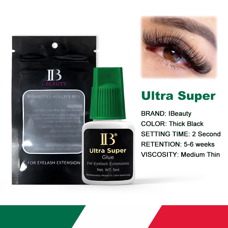 2 botellas IBeauty Ultra Super pegamento para extensión de pestañas suministros 2S secado tapa verde herramientas de maquillaje adhesivo más fuerte Corea 6 semanas