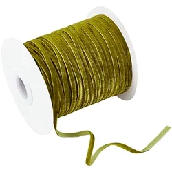 50 Yards 1/8 inch Single Face Velvet Ribbon, Dark Green Satin Ribbon Polyester Velvet Ribbon for Choker Wedding Gift Wrapping