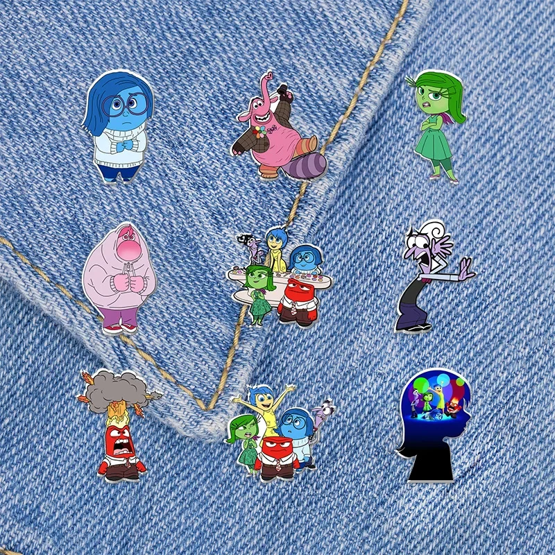 Disney Inside Out Resin Brooches Badge Cartoon Breastpin anxiety Anger Disgust Fear Anime Jewelry Bag Clothes Accessor Kids Gift