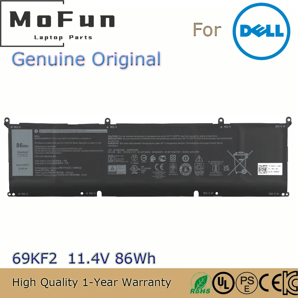 Brand New Original 69KF2 11.4V 86Wh Laptop Battery for Dell Alienware M15 M17 R3 P45E 2020 XPS 15 9500 G15 5510 5511 5520