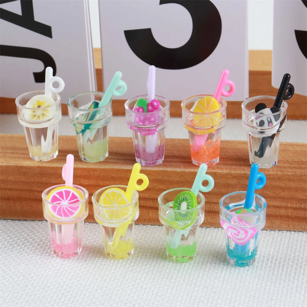 10/30/50/100pcs Luminous 3D Beverage Juice Cup Charms Pendant For Jewelry Making Diy Earrings Keychain Handmade Accessories