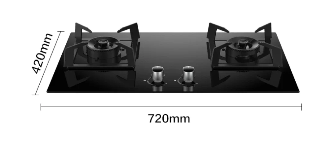Safe &  Energy-Efficient Double Burner Gas Cooker Built-In Kitchen Appliances with Tempered Glass Hob
