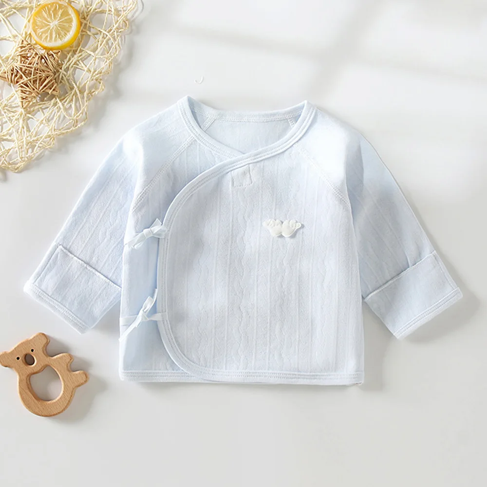 Baby Long Sleeve Shirt 100% Cotton Solid Color Newborn Clothes Spring Autumn 0-3Months Hospital  Unisex Baby Boy Girl Tops