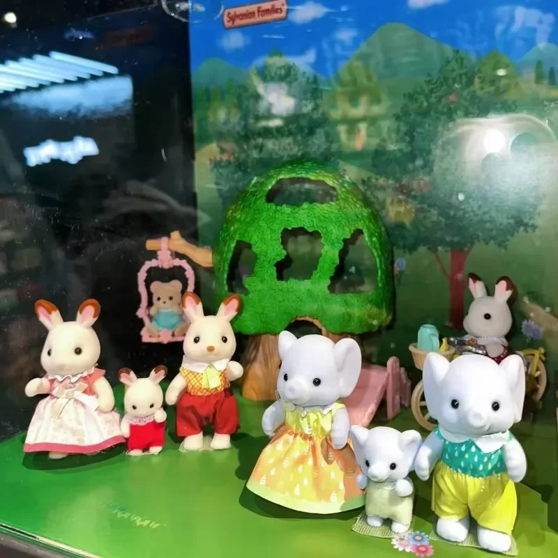 Sylvanian Families Anime Girl Figuras ternurines Auténticos críticos de Calico Conjunto de muebles elefante familia trio 5771