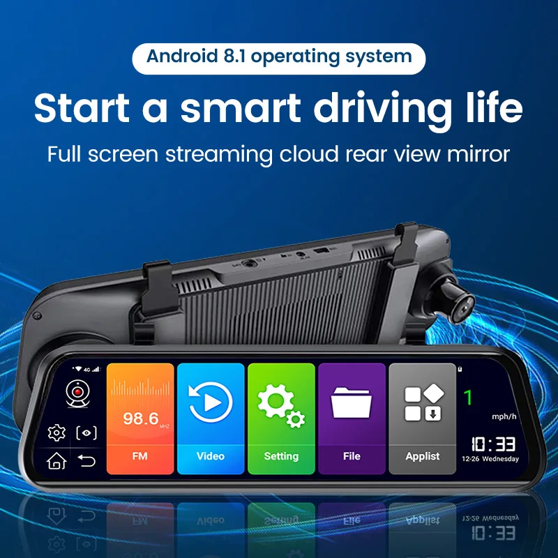 smart mirror car android 8.1 4G Car RearView Mirror Camera 10