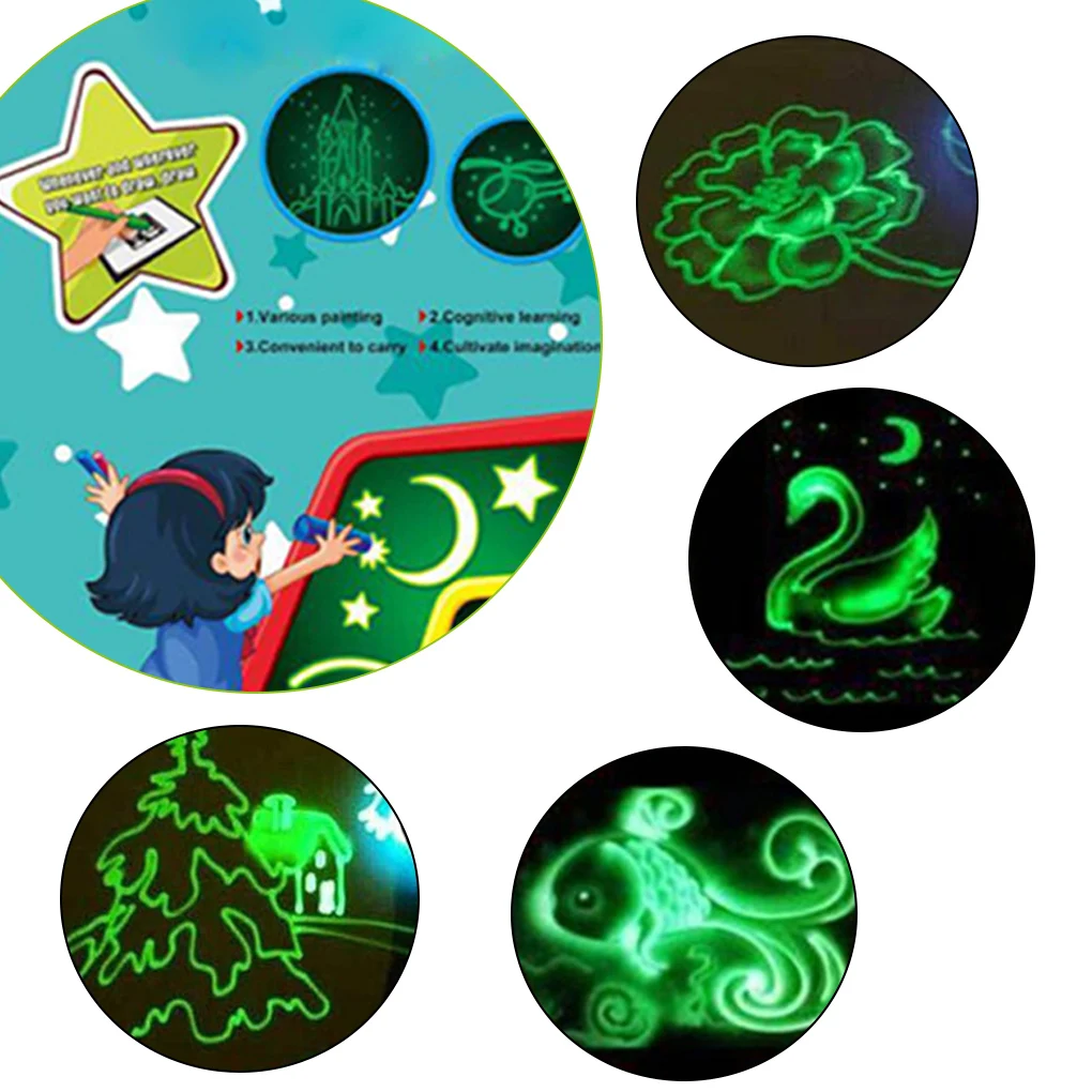 Kid Light Drawing Pad Doodle Board Light Drawing Pad Painting Wonder Tablet Luminescent Glow Writing Educational Learning Toy