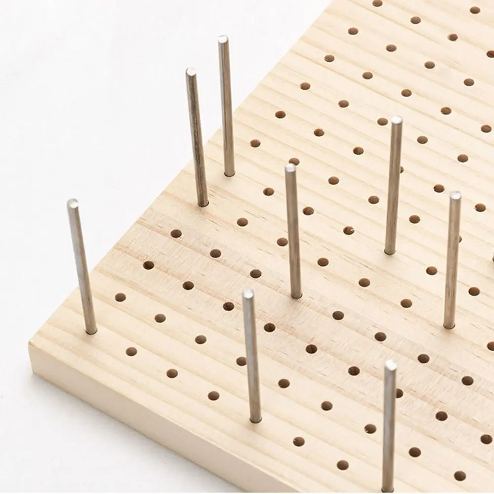 DIY Crochet Blocking Boards Wooden Square Knitting Board Weave Accessory with Stainless Steel Rod Pottery Clay Base Plug Board