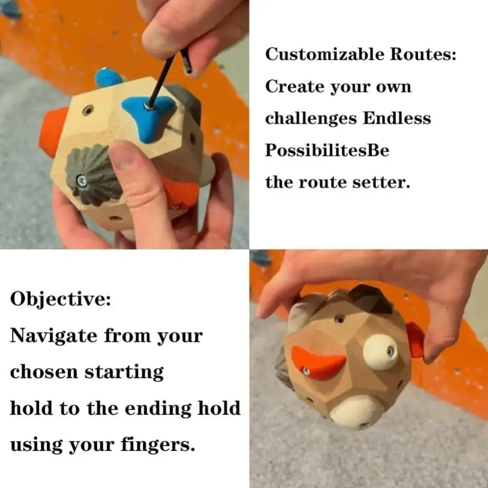 Tragbarer Handgefertigter Boulder-Block für Fingerkrafttraining, Multifunktionaler 3D-Kletterball, Klettertrainingsblock – Detail 6